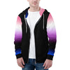 NerdyKeppie Soft Fade Lightweight Genderfluid Pride Zip Up Hoodie. 