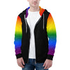 NerdyKeppie Soft Fade Lightweight Rainbow Gay Pride Zip Up Hoodie. 