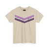 NerdyKeppie "Sounds Queer, I'm In" Cotton Queer Pride Tee Shirt. A unisex cotton tee shirt with a queer chevron design and the phrase "Sounds Queer, I'm In". This queer pride tee shirt has a classic fit.