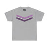 NerdyKeppie "Sounds Queer, I'm In" Cotton Queer Pride Tee Shirt. A unisex cotton tee shirt with a queer chevron design and the phrase "Sounds Queer, I'm In". This queer pride tee shirt has a classic fit.