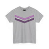 NerdyKeppie "Sounds Queer, I'm In" Cotton Queer Pride Tee Shirt. A unisex cotton tee shirt with a queer chevron design and the phrase "Sounds Queer, I'm In". This queer pride tee shirt has a classic fit.