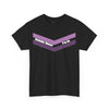 NerdyKeppie "Sounds Queer, I'm In" Cotton Queer Pride Tee Shirt. A unisex cotton tee shirt with a queer chevron design and the phrase "Sounds Queer, I'm In". This queer pride tee shirt has a classic fit.