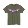 NerdyKeppie "Sounds Queer, I'm In" Cotton Queer Pride Tee Shirt. A unisex cotton tee shirt with a queer chevron design and the phrase "Sounds Queer, I'm In". This queer pride tee shirt has a classic fit.