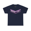 NerdyKeppie "Sounds Queer, I'm In" Cotton Queer Pride Tee Shirt. A unisex cotton tee shirt with a queer chevron design and the phrase "Sounds Queer, I'm In". This queer pride tee shirt has a classic fit.