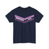 NerdyKeppie "Sounds Queer, I'm In" Cotton Queer Pride Tee Shirt. A unisex cotton tee shirt with a queer chevron design and the phrase "Sounds Queer, I'm In". This queer pride tee shirt has a classic fit.
