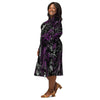 A person wearing a NerdyKeppie Splatter Wave Ace Pride Long Sleeve Midi Dress With Pockets. 