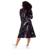 A person wearing a NerdyKeppie Splatter Wave Ace Pride Long Sleeve Midi Dress With Pockets. 