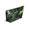 NerdyKeppie Splatter Wave Aro Pride Zipper Pouch with T-Bottom. A zippered accessory/makeup bag featuring a t-bottom and a Splatter Wave pattern in aromantic pride colors. This aro pride zipper pouch is fully lined and comes in two sizes.