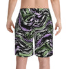 NerdyKeppie Splatter Wave Genderqueer Pride Swim Trunks With Pockets. A pair of swim trunks featuring a Splatter Wave design in genderqueer pride colors. These genderqueer pride swim trunks are machine washable.