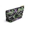 NerdyKeppie Splatter Wave Genderqueer Pride Zipper Pouch with T-Bottom. A zippered accessory/makeup bag featuring a t-bottom and a Splatter Wave pattern in genderqueer pride colors. This genderqueer pride zipper pouch is fully lined and comes in two sizes.