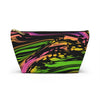 NerdyKeppie Splatter Wave Lesbian Pride Zipper Pouch with T-Bottom. A zippered accessory/makeup bag featuring a t-bottom and a Splatter Wave pattern in lesbian pride colors. This lesbian pride zipper pouch is fully lined and comes in two sizes.