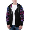 NerdyKeppie Splatter Wave Lightweight Bi Pride Zip Up Hoodie. 