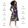 A person wearing a NerdyKeppie Splatter Wave Non-Binary Pride Long Sleeve Midi Dress With Pockets. 