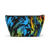 NerdyKeppie Splatter Wave Pan Pride Zipper Pouch with T-Bottom. A zippered accessory/makeup bag featuring a t-bottom and a Splatter Wave pattern in pansexual pride colors. This pan pride zipper pouch is fully lined and comes in two sizes.
