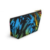 NerdyKeppie Splatter Wave Pan Pride Zipper Pouch with T-Bottom. A zippered accessory/makeup bag featuring a t-bottom and a Splatter Wave pattern in pansexual pride colors. This pan pride zipper pouch is fully lined and comes in two sizes.