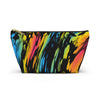 NerdyKeppie Splatter Wave Pan Pride Zipper Pouch with T-Bottom. A zippered accessory/makeup bag featuring a t-bottom and a Splatter Wave pattern in pansexual pride colors. This pan pride zipper pouch is fully lined and comes in two sizes.