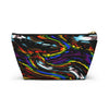 NerdyKeppie Splatter Wave Progress Pride Zipper Pouch with T-Bottom. A zippered accessory/makeup bag featuring a t-bottom and a Splatter Wave pattern in Progress pride colors. This Progress pride zipper pouch is fully lined and comes in two sizes.
