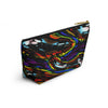 NerdyKeppie Splatter Wave Progress Pride Zipper Pouch with T-Bottom. A zippered accessory/makeup bag featuring a t-bottom and a Splatter Wave pattern in Progress pride colors. This Progress pride zipper pouch is fully lined and comes in two sizes.