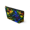 NerdyKeppie Splatter Wave Rainbow Gay Pride Zipper Pouch with T-Bottom. A zippered accessory/makeup bag featuring a t-bottom and a Splatter Wave pattern in rainbow pride colors. This gay pride zipper pouch is fully lined and comes in two sizes.
