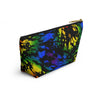 NerdyKeppie Splatter Wave Rainbow Gay Pride Zipper Pouch with T-Bottom. A zippered accessory/makeup bag featuring a t-bottom and a Splatter Wave pattern in rainbow pride colors. This gay pride zipper pouch is fully lined and comes in two sizes.