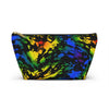 NerdyKeppie Splatter Wave Rainbow Gay Pride Zipper Pouch with T-Bottom. A zippered accessory/makeup bag featuring a t-bottom and a Splatter Wave pattern in rainbow pride colors. This gay pride zipper pouch is fully lined and comes in two sizes.