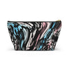 NerdyKeppie Splatter Wave Trans Pride Zipper Pouch with T-Bottom. A zippered accessory/makeup bag featuring a t-bottom and a Splatter Wave pattern in transgender pride colors. This trans pride zipper pouch is fully lined and comes in two sizes.