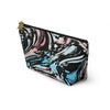 NerdyKeppie Splatter Wave Trans Pride Zipper Pouch with T-Bottom. A zippered accessory/makeup bag featuring a t-bottom and a Splatter Wave pattern in transgender pride colors. This trans pride zipper pouch is fully lined and comes in two sizes.