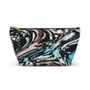 NerdyKeppie Splatter Wave Trans Pride Zipper Pouch with T-Bottom. A zippered accessory/makeup bag featuring a t-bottom and a Splatter Wave pattern in transgender pride colors. This trans pride zipper pouch is fully lined and comes in two sizes.