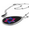 Star of David Oval Bi Pride Necklace