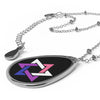 Star of David Oval Genderfluid Pride Necklace