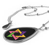 Star of David Oval Lesbian Pride Necklace