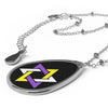 Star of David Oval Non-Binary Pride Necklace