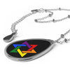 Star of David Oval Rainbow Gay Pride Necklace
