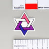 NerdyKeppie Star of David Pride Sticker. A NerdyKeppie matte sticker reading TEXT. This gay pride sticker ships from Portland, Oregon.