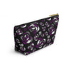 NerdyKeppie Stencil Roses Ace Pride Zipper Pouch with T-Bottom. A zippered accessory/makeup bag featuring a t-bottom and a Stencil Roses pattern in asexual pride colors. This ace pride zipper pouch is fully lined and comes in two sizes.