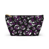 NerdyKeppie Stencil Roses Ace Pride Zipper Pouch with T-Bottom. A zippered accessory/makeup bag featuring a t-bottom and a Stencil Roses pattern in asexual pride colors. This ace pride zipper pouch is fully lined and comes in two sizes.