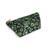 NerdyKeppie Stencil Roses Aro Pride Zipper Pouch with T-Bottom. A zippered accessory/makeup bag featuring a t-bottom and a Stencil Roses pattern in aromantic pride colors. This aro pride zipper pouch is fully lined and comes in two sizes.