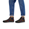 NerdyKeppie Stencil Roses Canvas High Top Rainbow Gay Pride Sneakers. A canvas high top sneaker with a Stencil Roses design on it in rainbow gay pride colors. These gay pride high top sneakers also come with white soles on request.