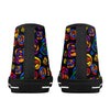 NerdyKeppie Stencil Roses Canvas High Top Rainbow Gay Pride Sneakers. A canvas high top sneaker with a Stencil Roses design on it in rainbow gay pride colors. These gay pride high top sneakers also come with white soles on request.