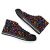 NerdyKeppie Stencil Roses Canvas High Top Rainbow Gay Pride Sneakers. A canvas high top sneaker with a Stencil Roses design on it in rainbow gay pride colors. These gay pride high top sneakers also come with white soles on request.