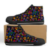 NerdyKeppie Stencil Roses Canvas High Top Rainbow Gay Pride Sneakers. A canvas high top sneaker with a Stencil Roses design on it in rainbow gay pride colors. These gay pride high top sneakers also come with white soles on request.