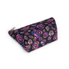 NerdyKeppie Stencil Roses Genderfluid Pride Zipper Pouch with T-Bottom. A zippered accessory/makeup bag featuring a t-bottom and a Stencil Roses pattern in genderfluid pride colors. This genderfluid pride zipper pouch is fully lined and comes in two sizes.