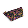 NerdyKeppie Stencil Roses Lesbian Pride Zipper Pouch with T-Bottom. A zippered accessory/makeup bag featuring a t-bottom and a Stencil Roses pattern in lesbian pride colors. This lesbian pride zipper pouch is fully lined and comes in two sizes.