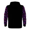 NerdyKeppie Stencil Roses Lightweight Bi Pride Zip Up Hoodie. A black hooded bisexual pride flag sweatshirt with zipper and two front pockets. This bi pride hoodie has an Engraved Bats design on its sleeves and inside its hood!