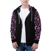 NerdyKeppie Stencil Roses Lightweight Genderfluid Pride Zip Up Hoodie. 