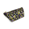 NerdyKeppie Stencil Roses Non-Binary Pride Zipper Pouch with T-Bottom. A zippered accessory/makeup bag featuring a t-bottom and a Stencil Roses pattern in non-binary pride colors. This non-binary pride zipper pouch is fully lined and comes in two sizes.