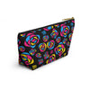 NerdyKeppie Stencil Roses Pan Pride Zipper Pouch with T-Bottom. A zippered accessory/makeup bag featuring a t-bottom and a Stencil Roses pattern in pansexual pride colors. This pan pride zipper pouch is fully lined and comes in two sizes.
