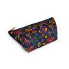 NerdyKeppie Stencil Roses Rainbow Gay Pride Zipper Pouch with T-Bottom. A zippered accessory/makeup bag featuring a t-bottom and a Stencil Roses pattern in rainbow pride colors. This gay pride zipper pouch is fully lined and comes in two sizes.