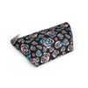 NerdyKeppie Stencil Roses Trans Pride Zipper Pouch with T-Bottom. A zippered accessory/makeup bag featuring a t-bottom and a Stencil Roses pattern in transgender pride colors. This trans pride zipper pouch is fully lined and comes in two sizes.