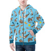 NerdyKeppie Sweet Otters Lightweight Zip Up Hoodie. A hooded sweatshirt with zipper and two front pockets. This adorable zip up hoodie has the NerdyKeppie Sweet Otters design on its sleeves and inside its hood!.